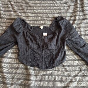 American Eagle Outfitters Charcoal Long Sleeve Top